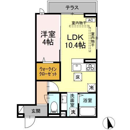 D-ROOM中央I(1LDK/1階)の間取り写真