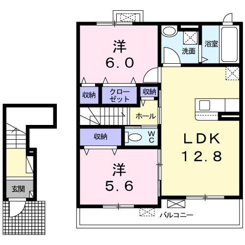 リバーサイドアベニュー(2LDK/2階)の間取り写真