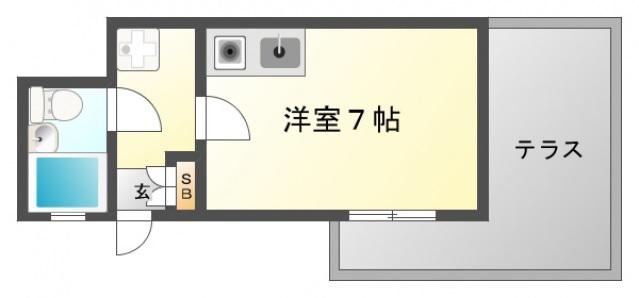 千里山ハイツ(ワンルーム/1階)の間取り写真