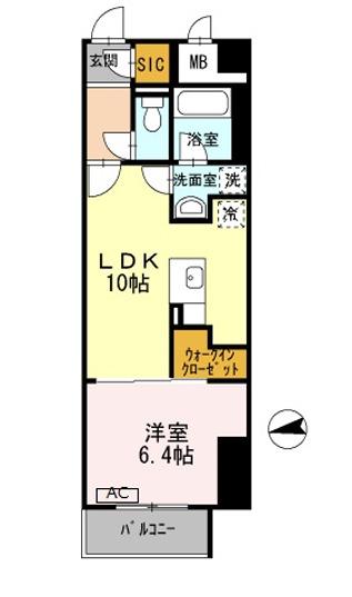 ヴェール同心(1LDK/2階)の間取り写真
