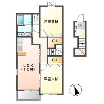 ポラリス A・B棟(2LDK/2階)の間取り写真