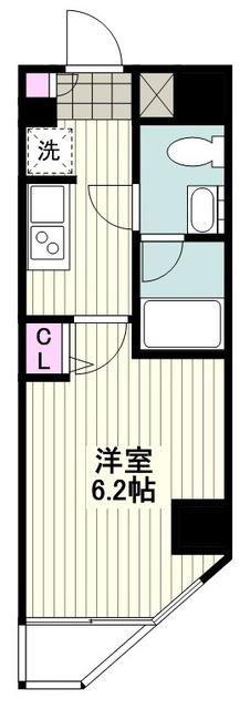 プレールドゥーク川崎(1K/3階)の間取り写真