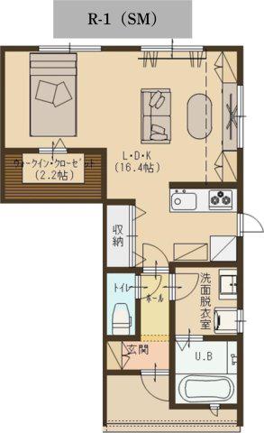 ユーソニアン柏崎・松波A(1K/1階)の間取り写真