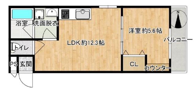 駅前つばきハイツ(1LDK/1階)の間取り写真