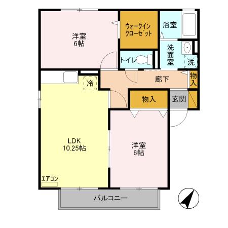 フラッツABC(2LDK/2階)の間取り写真