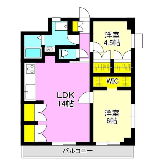 高崎ニートハイツ(2LDK/5階)の間取り写真