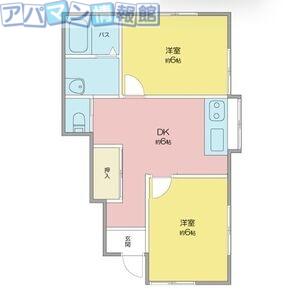 コーポしおばら(2DK/1階)の間取り写真