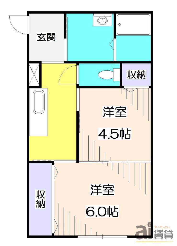 ジュネパレス(2K/2階)の間取り写真