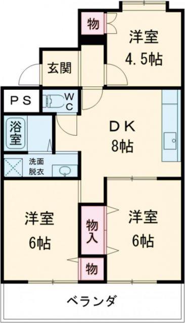 コーポサンヒルズ(3DK/1階)の間取り写真