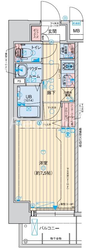 アドバンス大阪城北グレカーレ(1K/5階)の間取り写真