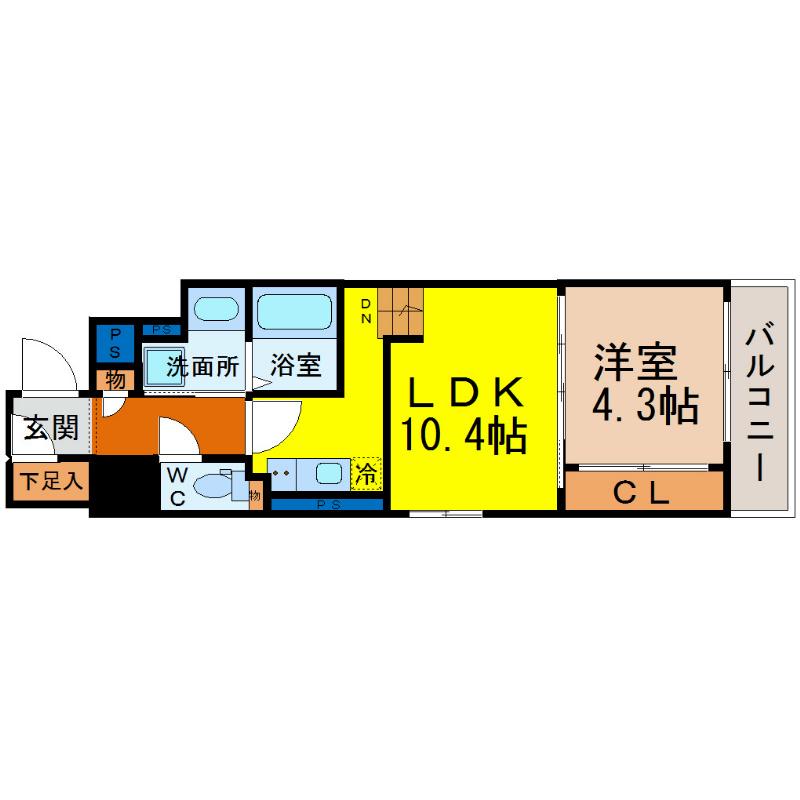 ドゥーエ千種(1LDK/8階)の間取り写真