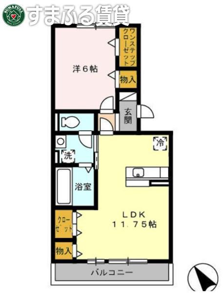 メゾン宮前(1LDK/3階)の間取り写真