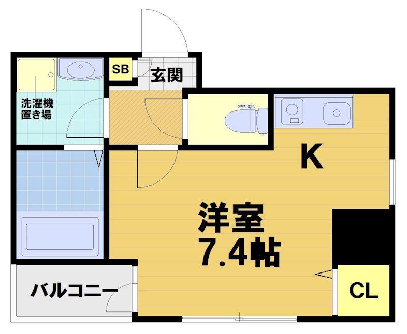 フレール烏丸五条(1K/2階)の間取り写真