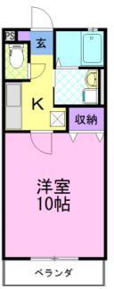 ハーモニI(1K/1階)の間取り写真