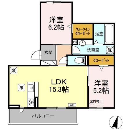 D-ROOM春日町(2LDK/1階)の間取り写真