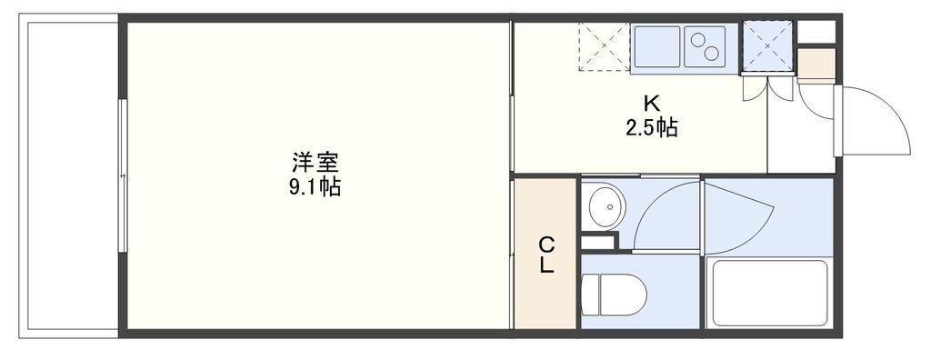 アーバス花丘(1K/10階)の間取り写真