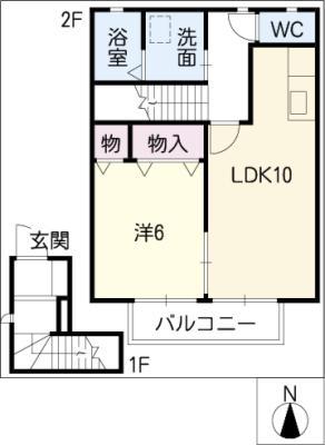 サンシャインソレジオ(1LDK/2階)の間取り写真