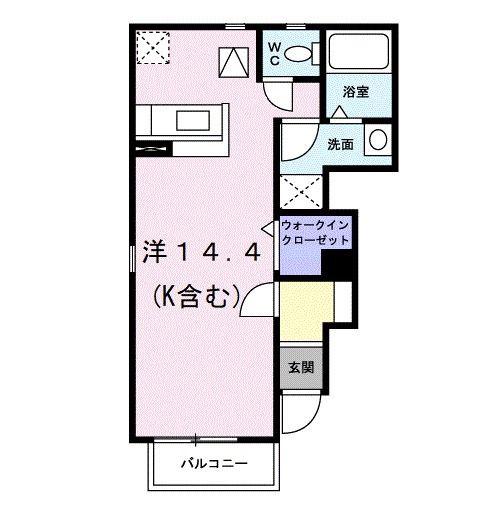 リバーサイドII(ワンルーム/1階)の間取り写真