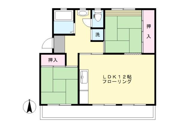 西三田団地3街区5号棟(2LDK/3階)の間取り写真