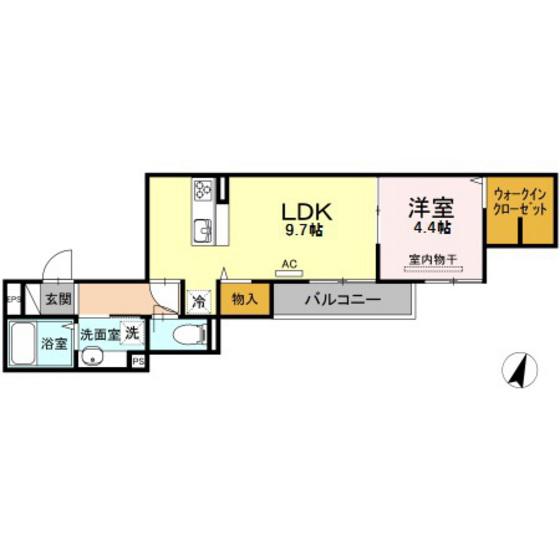 ティアレ(1LDK/2階)の間取り写真