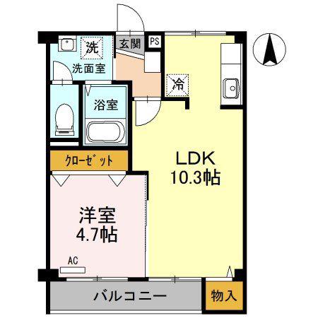 松原マンション(1LDK/3階)の間取り写真