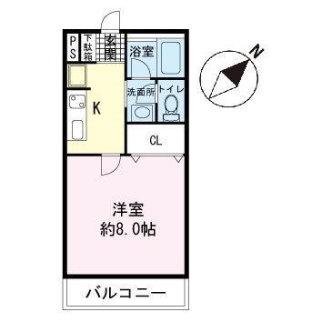 R-1TOKURA(1K/1階)の間取り写真