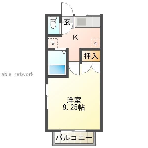 サンセリテA(1K/2階)の間取り写真