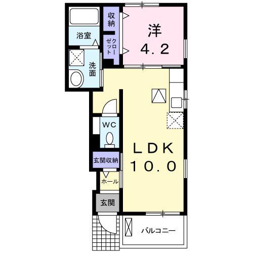 ミルト グランツ K(1LDK/1階)の間取り写真