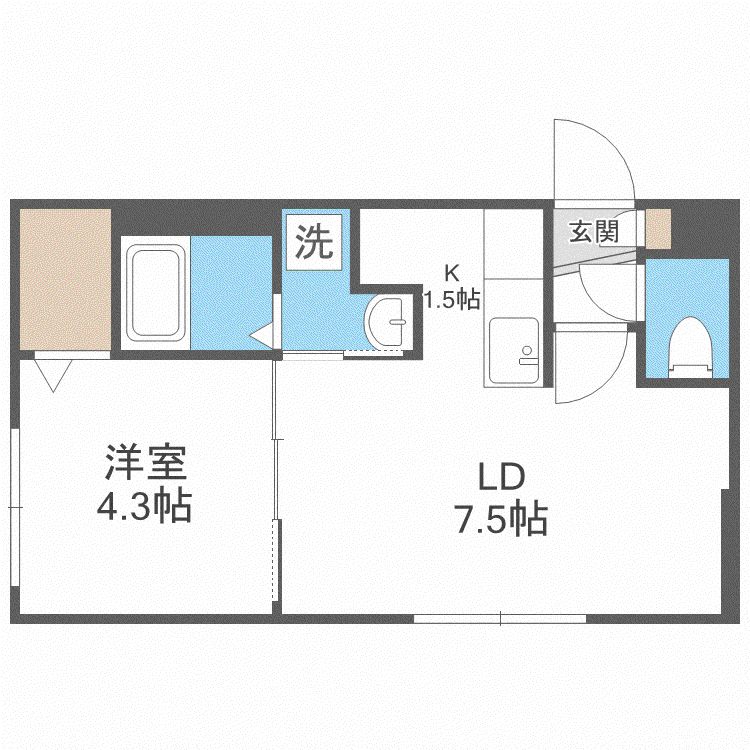 シティレジデンス北34条(1LDK/3階)の間取り写真