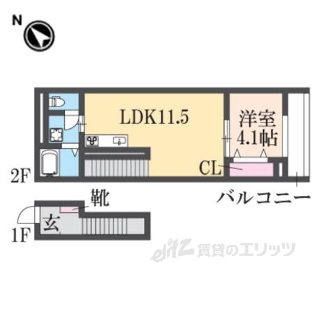 リベルテ逆瀬川(1LDK/2階)の間取り写真