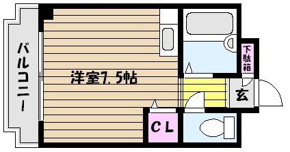 メゾンドール御影(ワンルーム/4階)の間取り写真