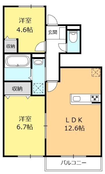 ジュネスメゾン(2LDK/1階)の間取り写真