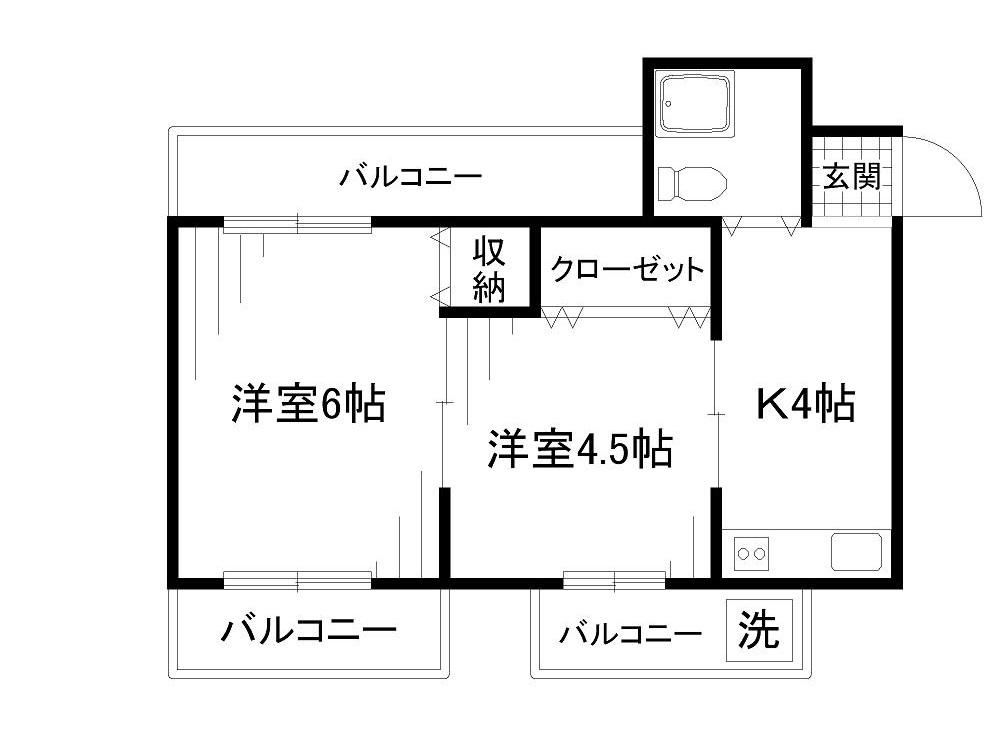 シルバーコーポ(2K/4階)の間取り写真