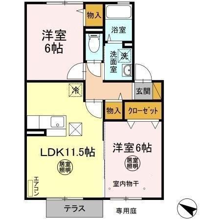 ELYSIONHOUSEII(2LDK/1階)の間取り写真