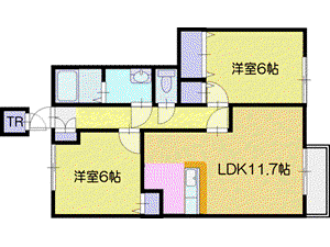 グラシオッソ(2LDK/1階)の間取り写真
