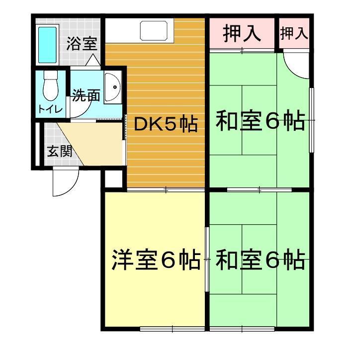 ロザージュ8 T棟(3DK/2階)の間取り写真