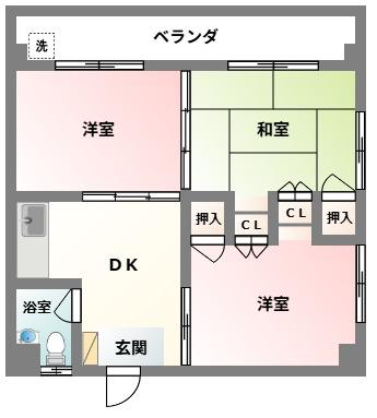 丸幸マンション(3DK/4階)の間取り写真