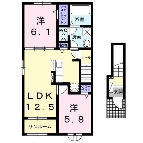 ニューライズA(2LDK/2階)の間取り写真
