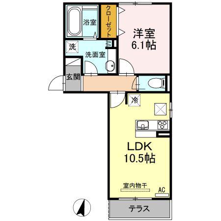 グランデージ(1LDK/1階)の間取り写真
