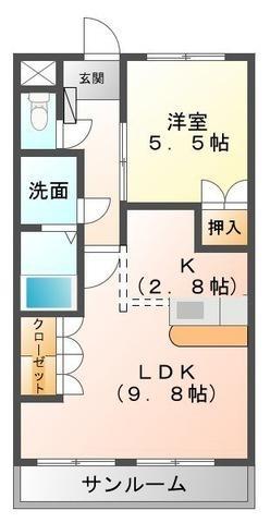 L‐STAGE(1LDK/1階)の間取り写真