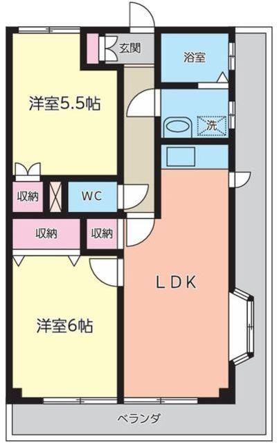 サバービアII(2LDK/3階)の間取り写真