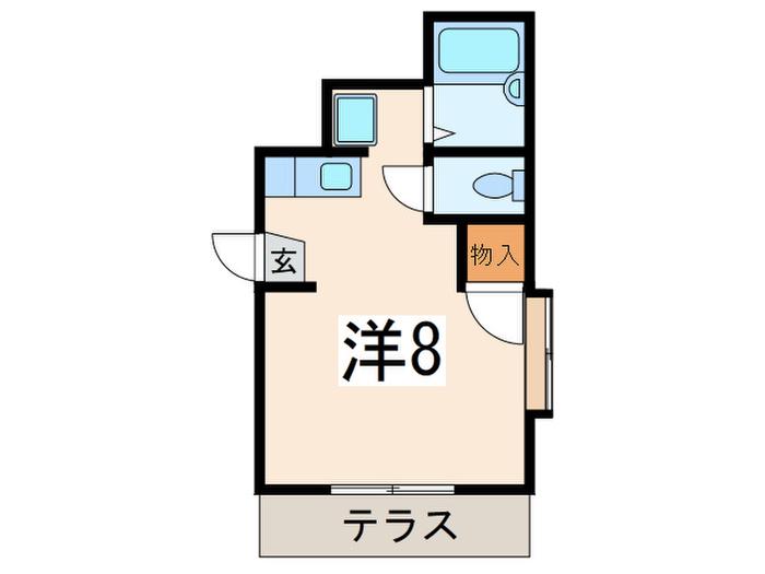 丘の上ハイツ(ワンルーム/1階)の間取り写真
