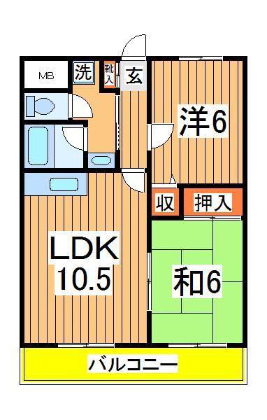 ブライトステージ南柏(2LDK/3階)の間取り写真