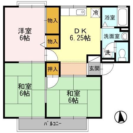 セジュール林 B(3DK/1階)の間取り写真