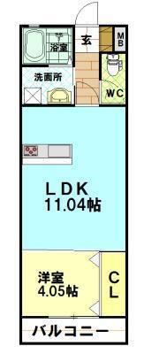 ハピネスくろまる B棟(1LDK/1階)の間取り写真