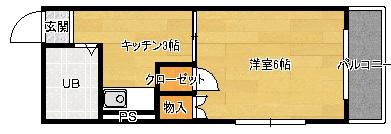 ヴィラ翠町(1K/4階)の間取り写真