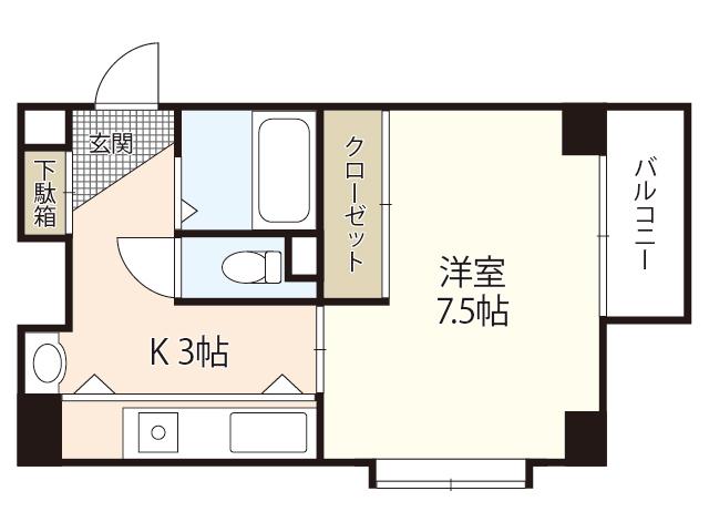 MKフラット(1K/2階)の間取り写真