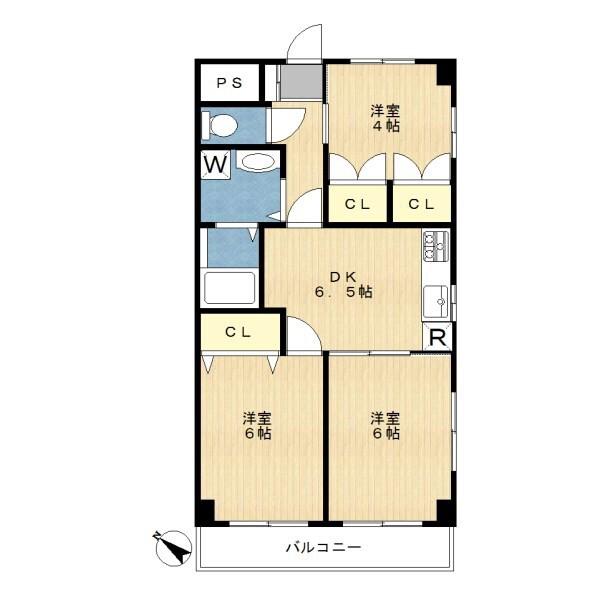 サンパレス藤が丘(3DK/2階)の間取り写真