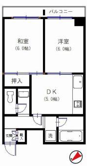 ダイアパレス中野本町(2DK/4階)の間取り写真