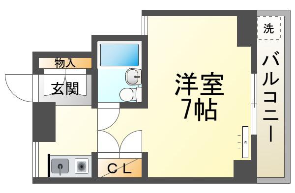 サンハイム立花(ワンルーム/1階)の間取り写真